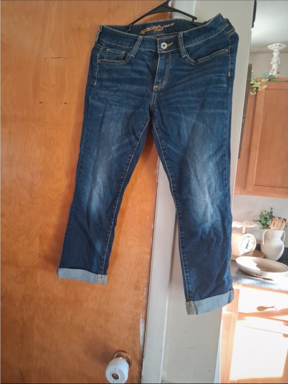 Arizona Jean Company Dark Blue Cropped Roll‑Cuff Jeans - Women